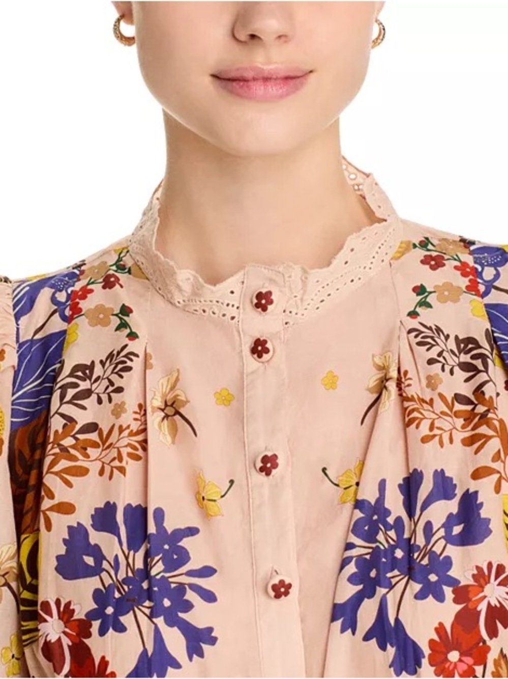 FARM RIO Floral Puff-Sleeve Mini Dress in Blush Pink - Picture 8 of 8